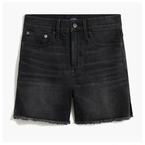 J. Crew High-Rise Mid Length Cutoff RW Hem Denim Short Washed Black - Size 31 - Picture 1 of 6